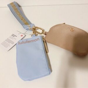 🌸 Lululemon Dual Pouch Wristlet Bag Tan/Blue NWT